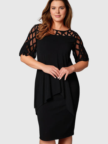BellaVera - Robe mi-longue élégante grande taille pour femme | Moderne | Coupe moulante | Parfait pour toutes les occasions