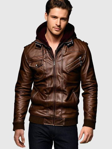 Rebel Leather Jacket | Leather Jacket with Hood | Iconic Design