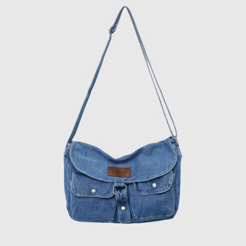LuxeCross Denim Crossbody Bag | Spacious | Multifunctional | Trendy messenger bag with multiple pockets