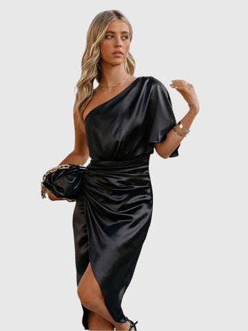 Vera Luxe | Elegantes Ein-Schulter Cocktailkleid | Damen Cocktailkleid | Perfekte Passform | Festliche Mode