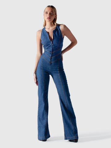 Roxanne Denim Chic Jumpsuit | Elegant denim overalls for women | Comfortable and stylish for every occasion
