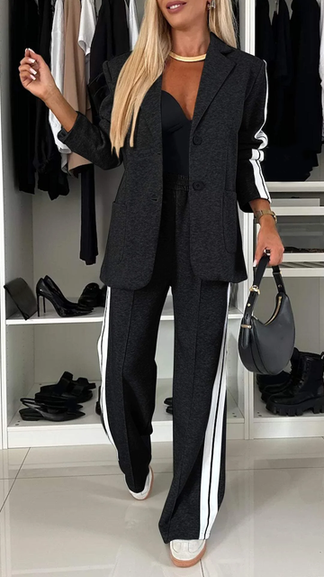 StriaSet Stylish Striped Two-Piece Set | Trendy Casual Look | Comfortable and Versatile