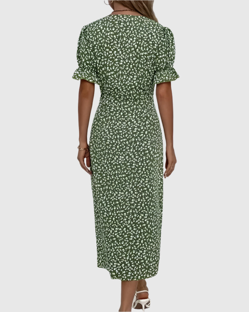 FloraGrace – Robe d'été fleurie à manches courtes | Confortable | Design élégant | Léger et respirant