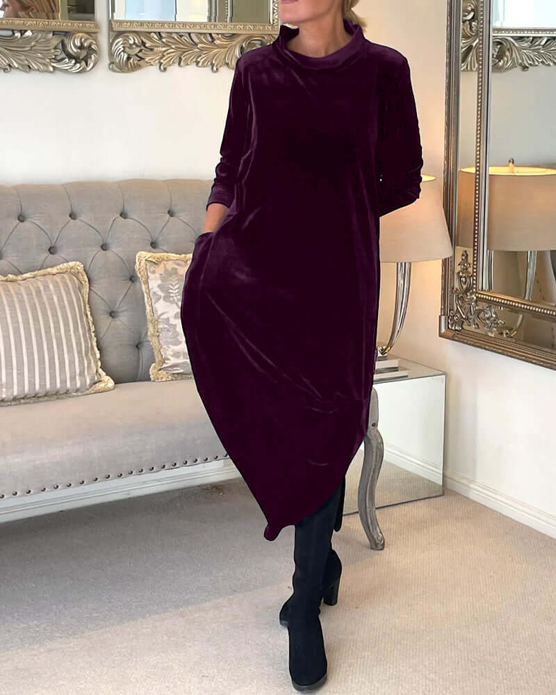 Velura Robe élégante en velours à col en V | Luxueux et intemporel