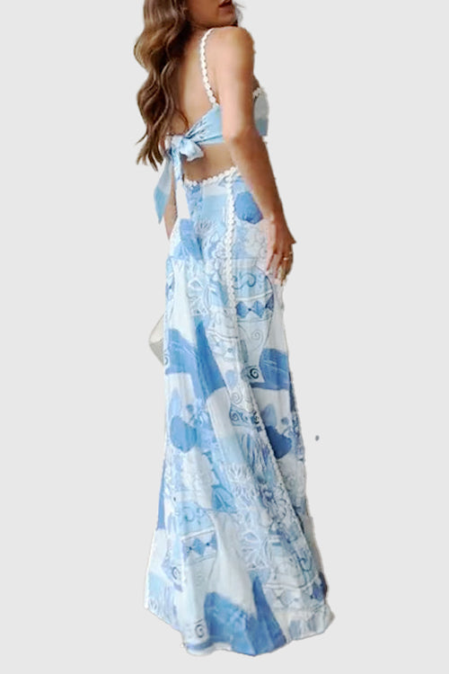 Azariah Maxi Kleid mit Schleifendetail | Elegantes Sommerkleid | Rückenfrei | Luftig und Stilvoll