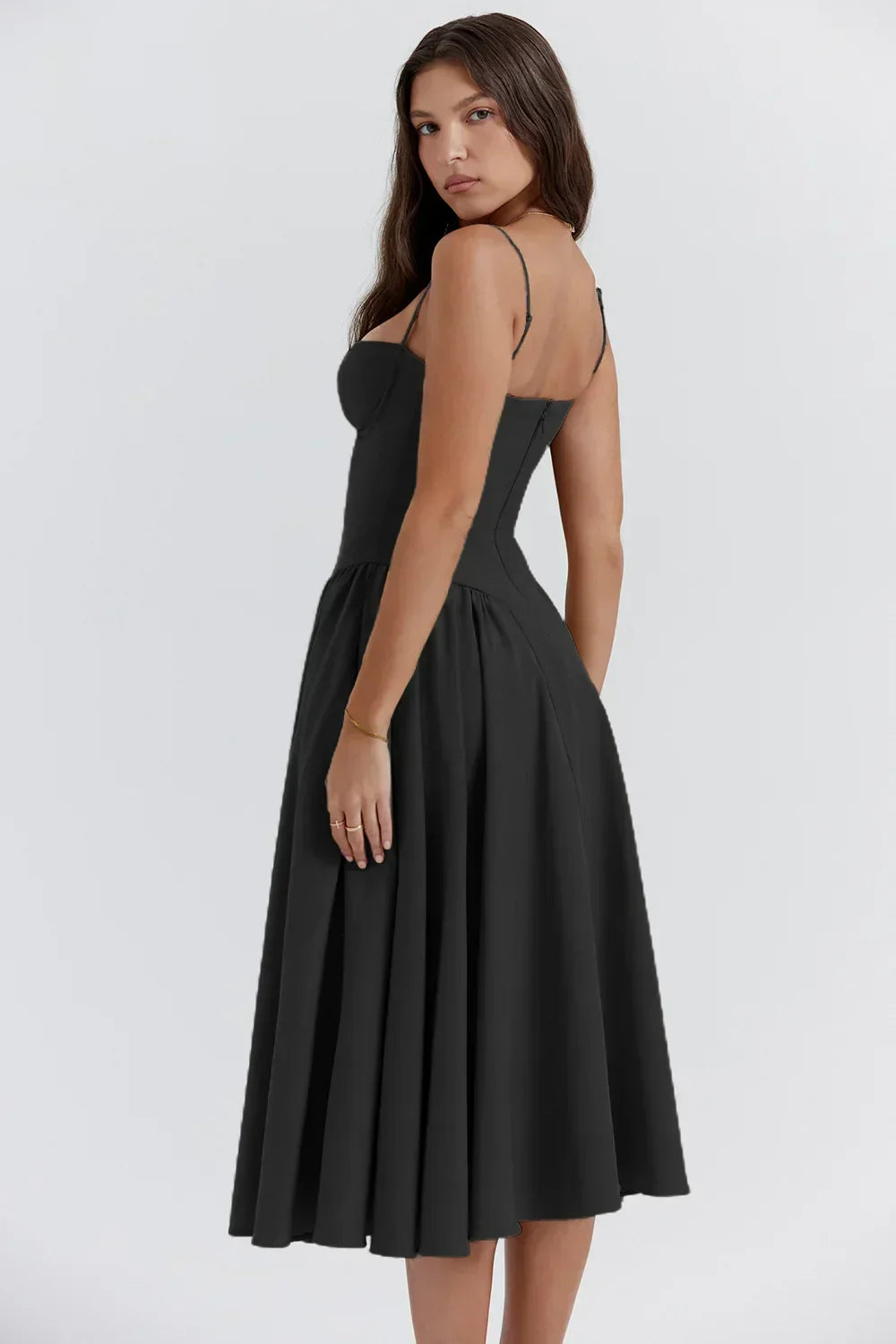 Velisra Sleeveless Corset Midi Dress | Figure-hugging &amp; Elegant | Perfect for special occasions 