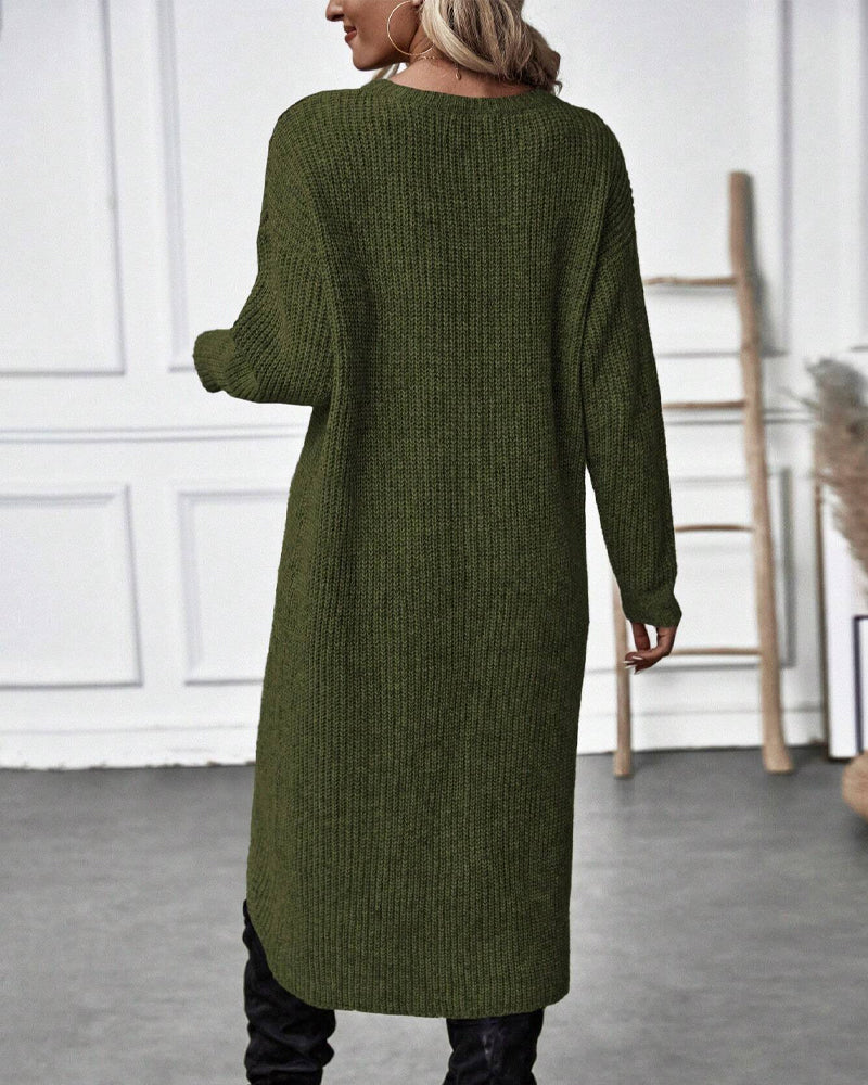 Robe pull femme Orlena | Solide et moderne | Ourlet irrégulier | Confortable et polyvalent 