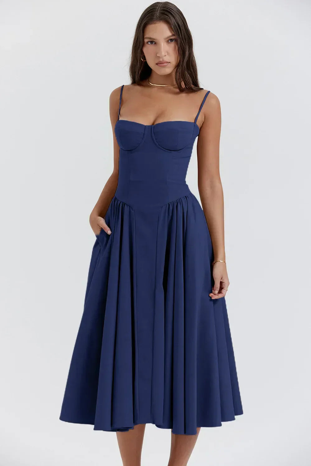 Velisra Sleeveless Corset Midi Dress | Figure-hugging &amp; Elegant | Perfect for special occasions 