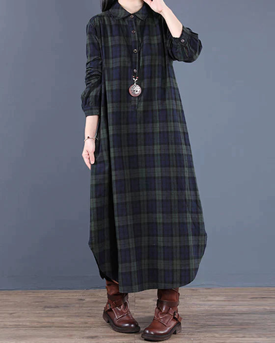 Robe chemise à carreaux Léonette | Manches longues | Parfait pour tous les jours