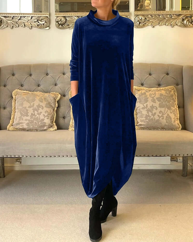 Velura Robe élégante en velours à col en V | Luxueux et intemporel