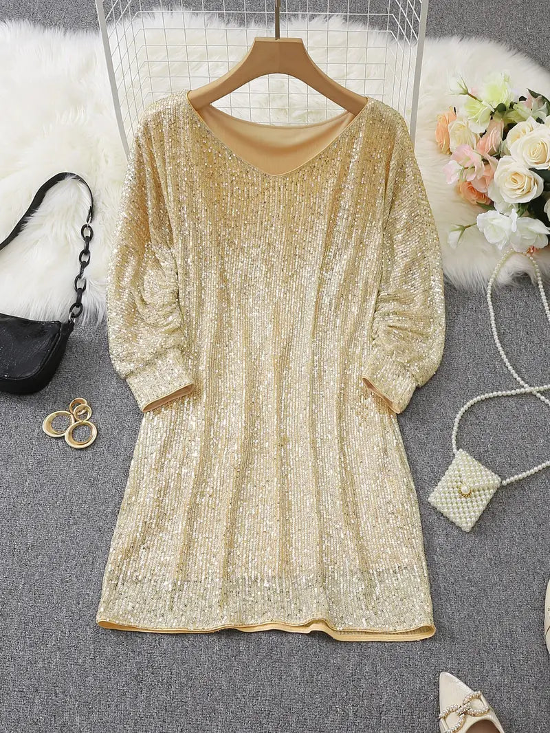 Robe à paillettes GlamLuxe avec éléments contrastés | Élégance et glamour pour les occasions spéciales