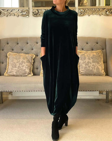 Velura Robe élégante en velours à col en V | Luxueux et intemporel