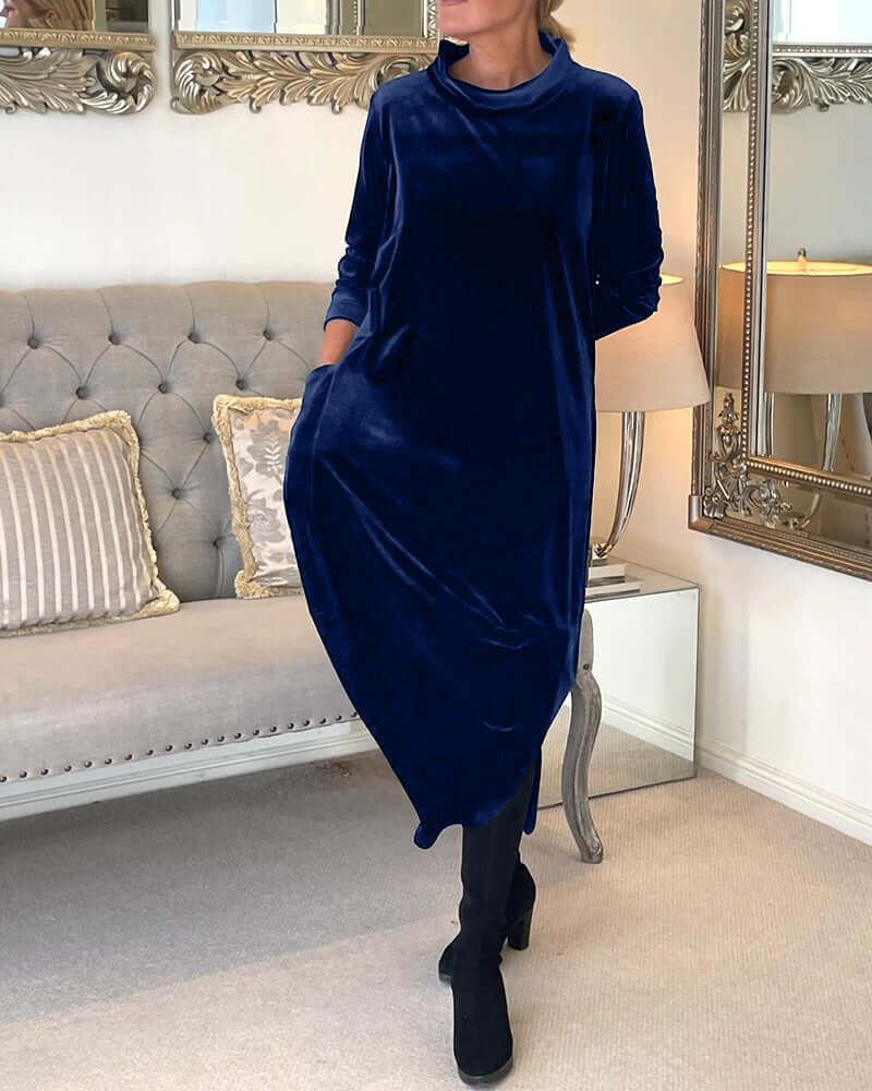 Velura Robe élégante en velours à col en V | Luxueux et intemporel