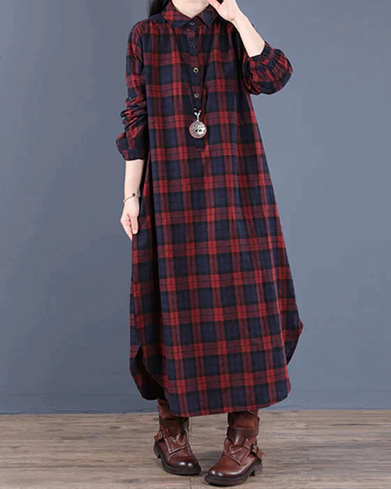 Robe chemise à carreaux Léonette | Manches longues | Parfait pour tous les jours