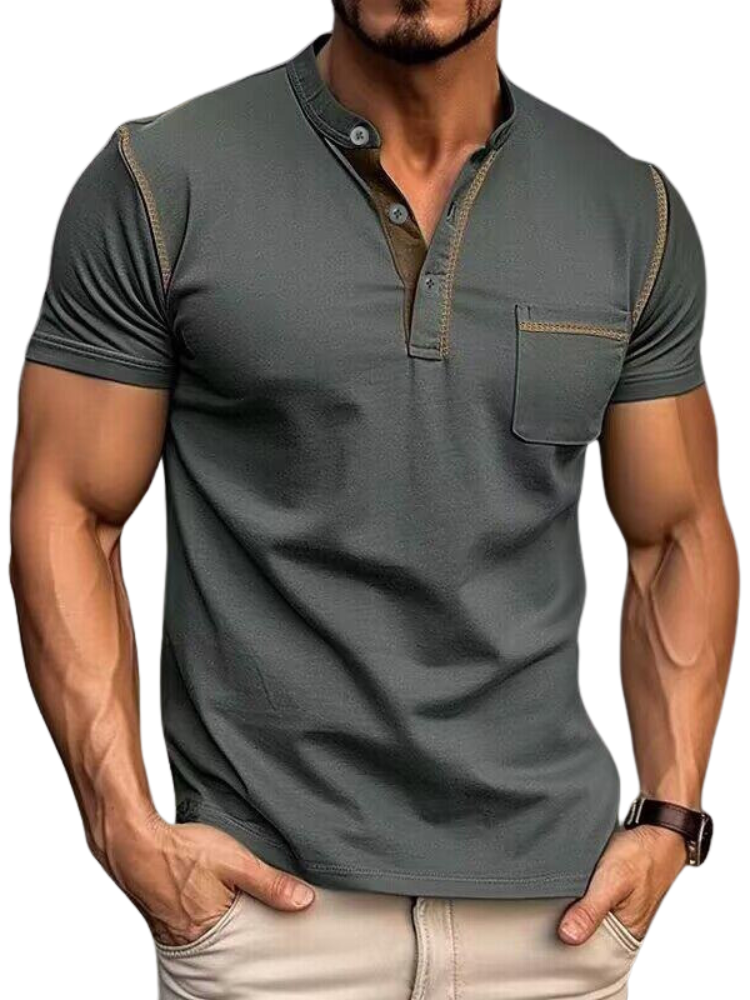 Henley Polo Herren T-Shirt mit Farbakzent | Kurzarm & Stilvoll
