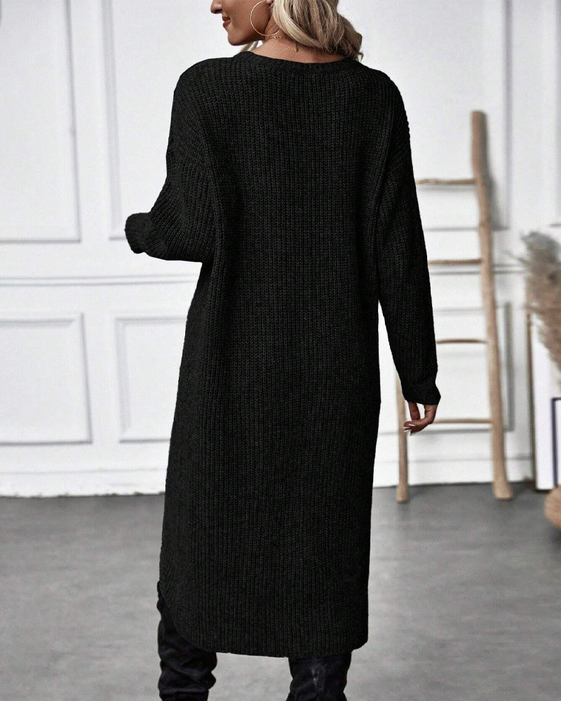 Robe pull femme Orlena | Solide et moderne | Ourlet irrégulier | Confortable et polyvalent 