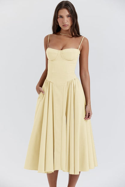 Velisra Sleeveless Corset Midi Dress | Figure-hugging &amp; Elegant | Perfect for special occasions 