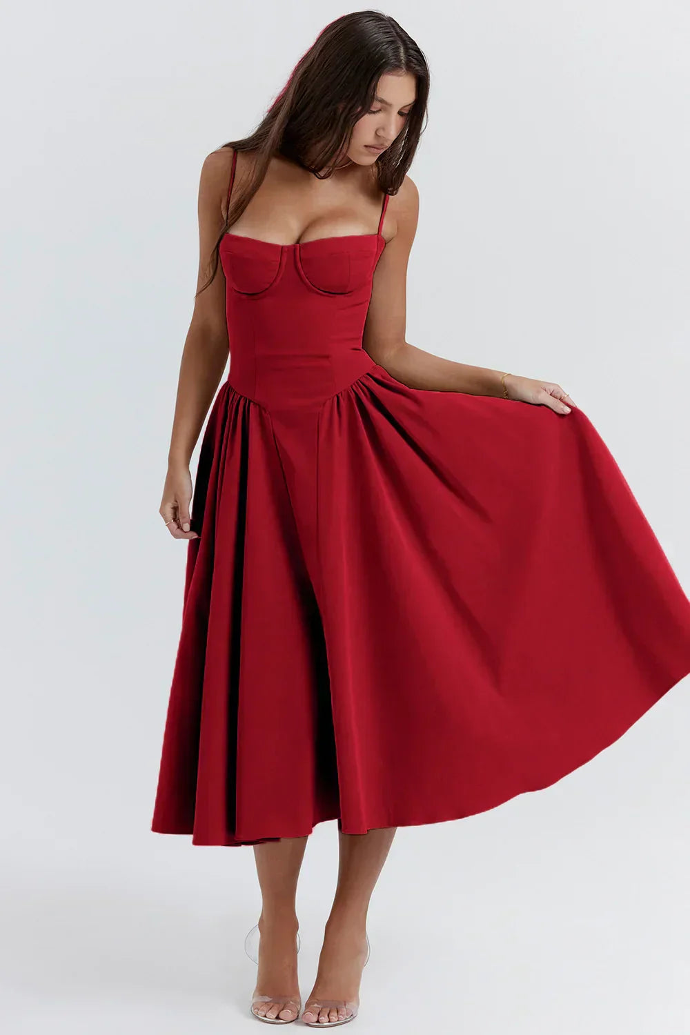 Velisra Sleeveless Corset Midi Dress | Figure-hugging &amp; Elegant | Perfect for special occasions 