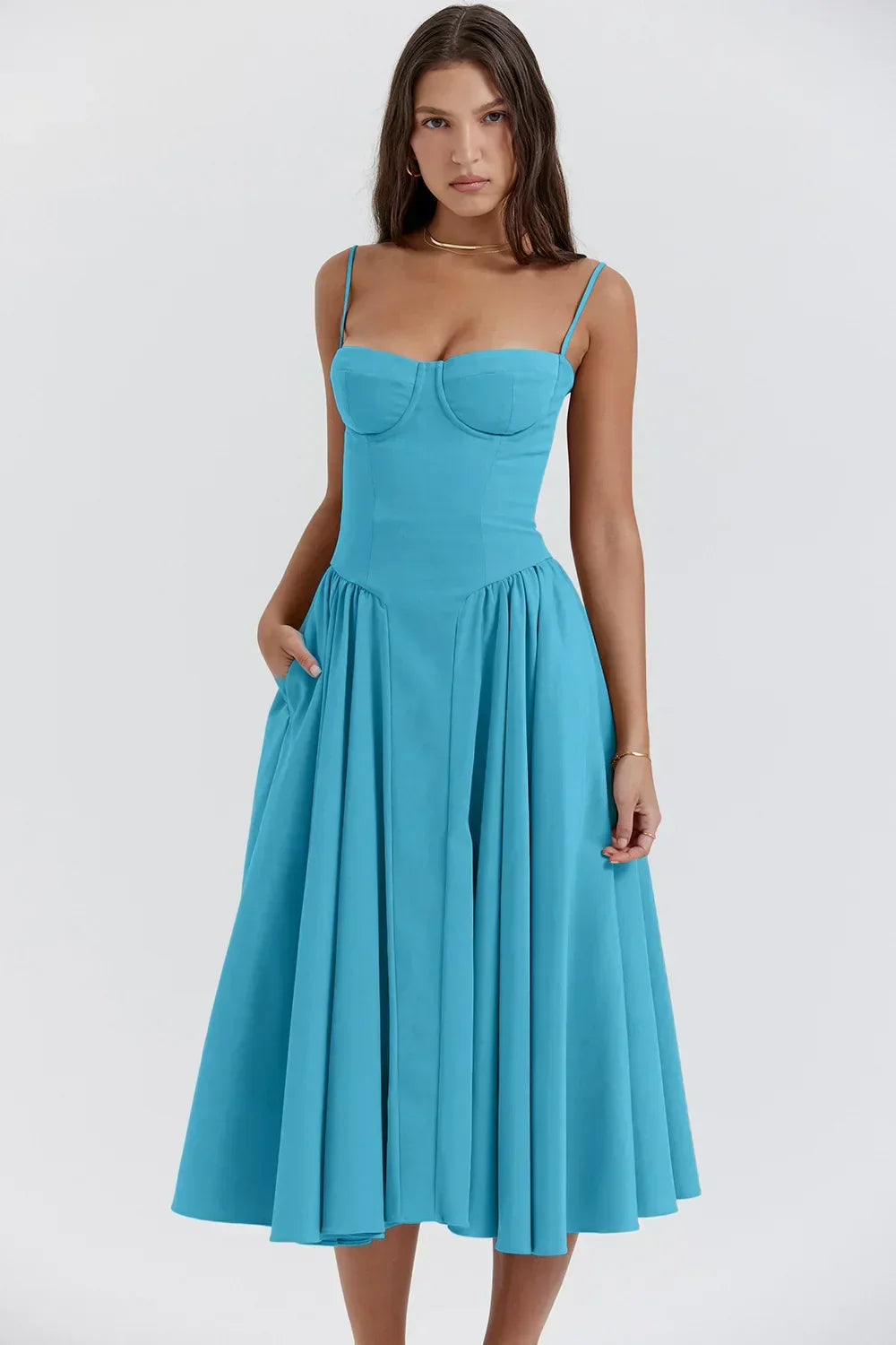 Velisra Sleeveless Corset Midi Dress | Figure-hugging &amp; Elegant | Perfect for special occasions 