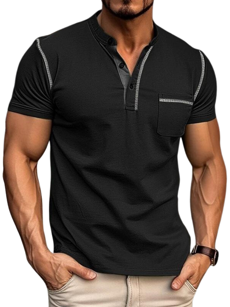 Henley Polo Herren T-Shirt mit Farbakzent | Kurzarm & Stilvoll