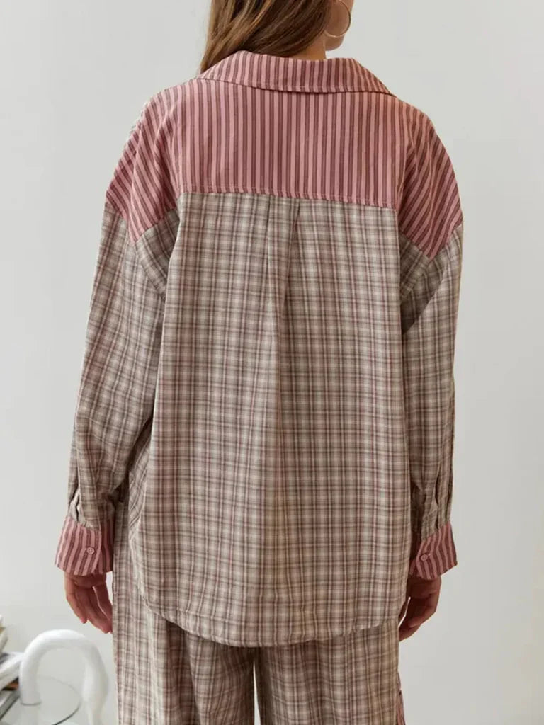Ensemble pyjama Evangelina avec pantalon et chemise | Confortable et relaxant | Idéal pour une bonne nuit de sommeil