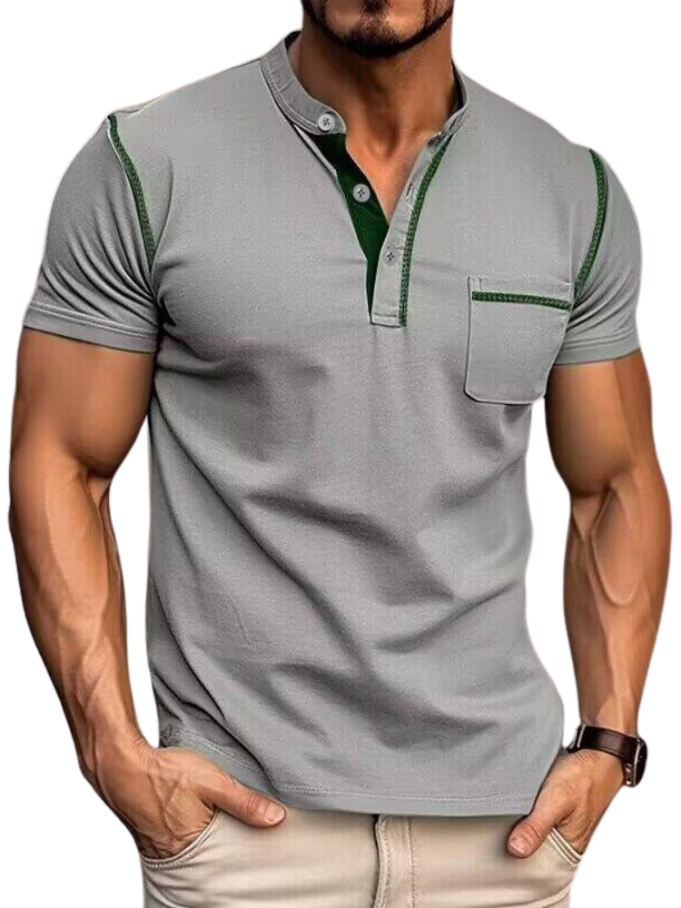 Henley Polo Herren T-Shirt mit Farbakzent | Kurzarm & Stilvoll