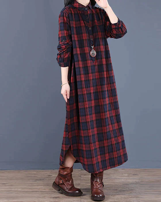 Robe chemise à carreaux Léonette | Manches longues | Parfait pour tous les jours