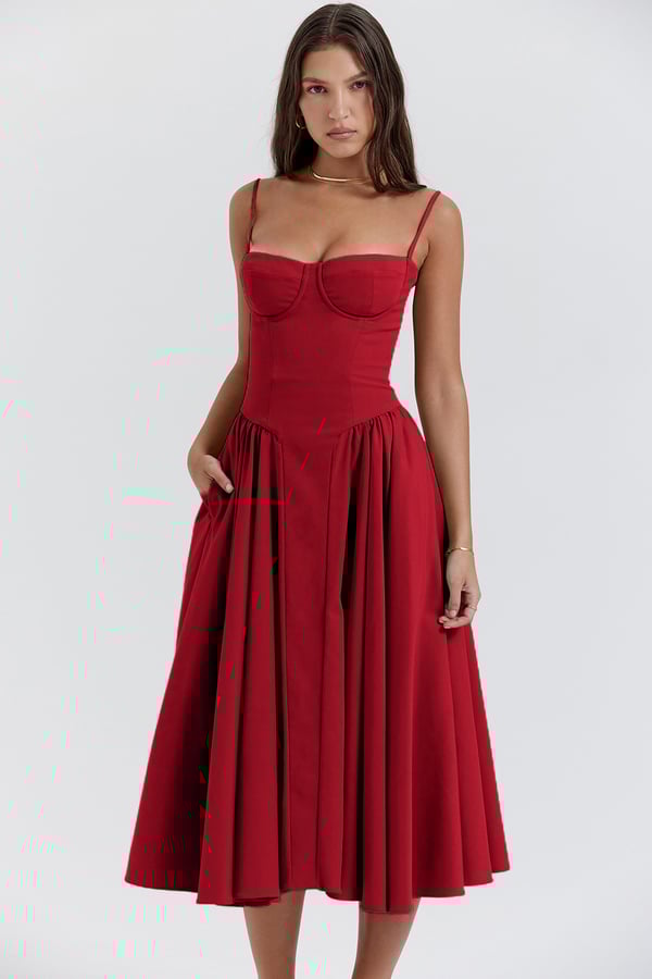 Velisra Sleeveless Corset Midi Dress | Figure-hugging &amp; Elegant | Perfect for special occasions 