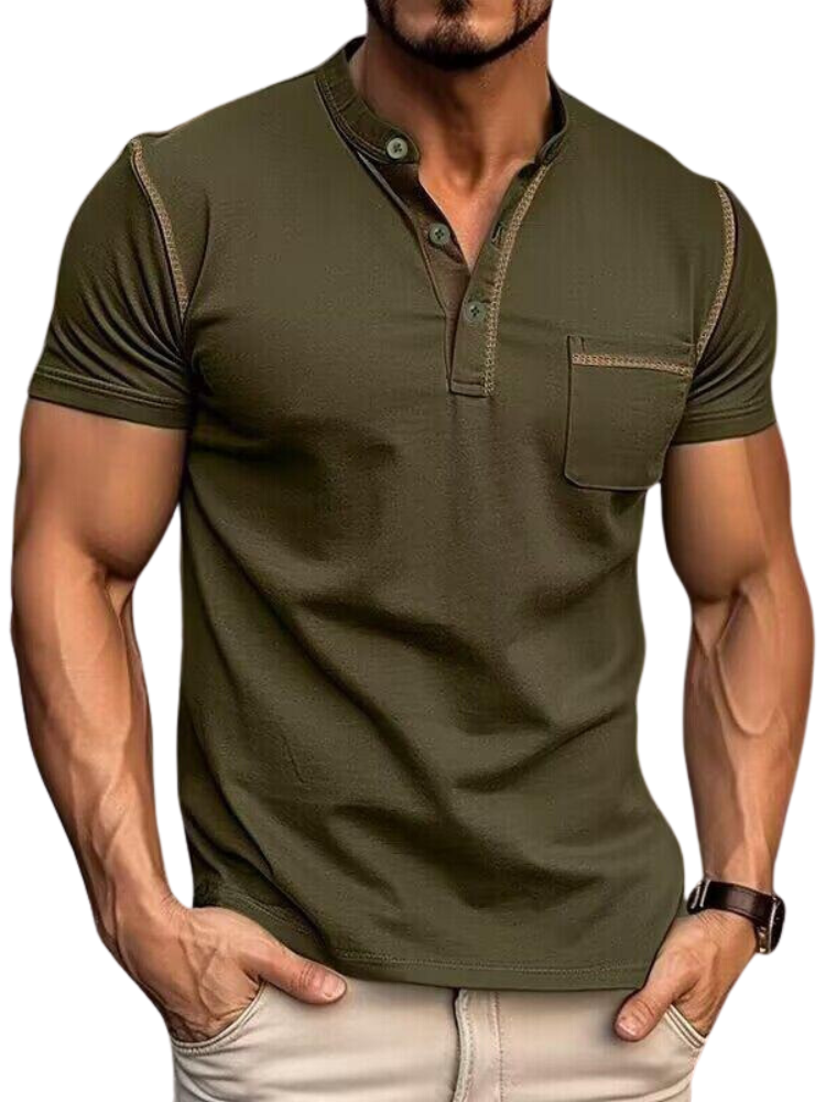 Henley Polo Herren T-Shirt mit Farbakzent | Kurzarm & Stilvoll
