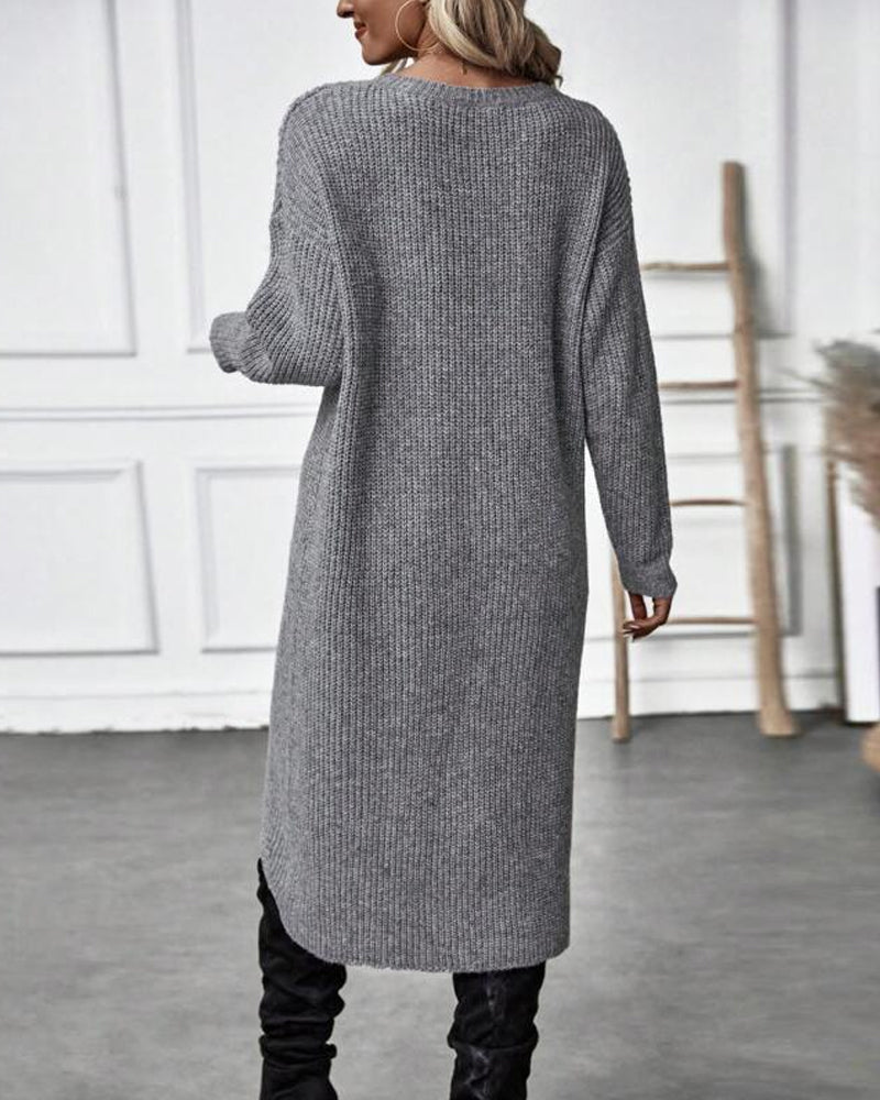 Robe pull femme Orlena | Solide et moderne | Ourlet irrégulier | Confortable et polyvalent 