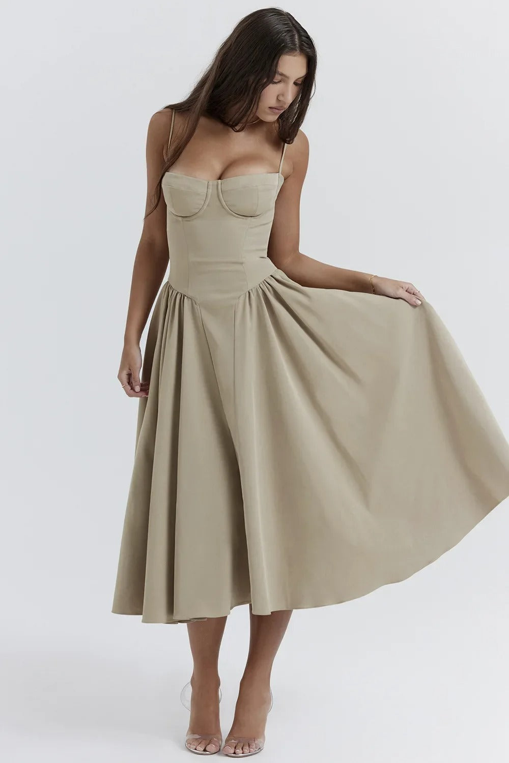 Velisra Sleeveless Corset Midi Dress | Figure-hugging &amp; Elegant | Perfect for special occasions 