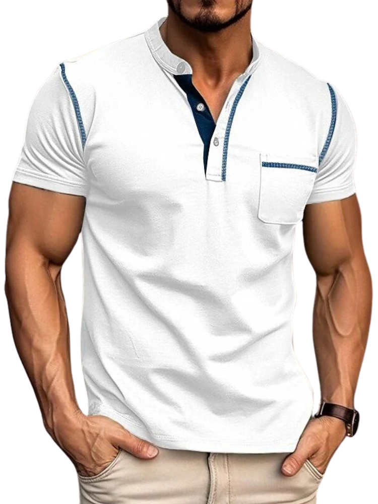 Henley Polo Herren T-Shirt mit Farbakzent | Kurzarm & Stilvoll