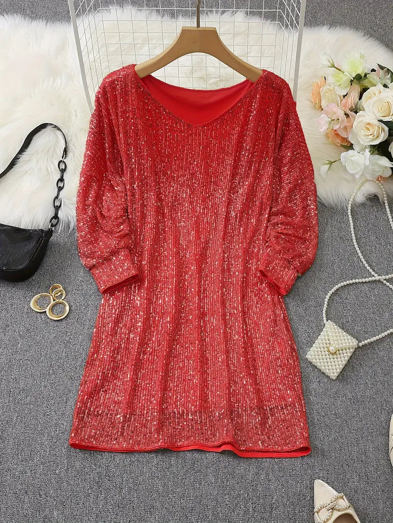 Robe à paillettes GlamLuxe avec éléments contrastés | Élégance et glamour pour les occasions spéciales
