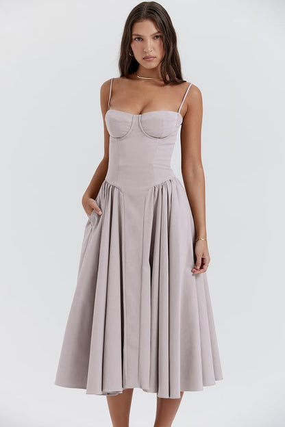 Velisra Sleeveless Corset Midi Dress | Figure-hugging &amp; Elegant | Perfect for special occasions 