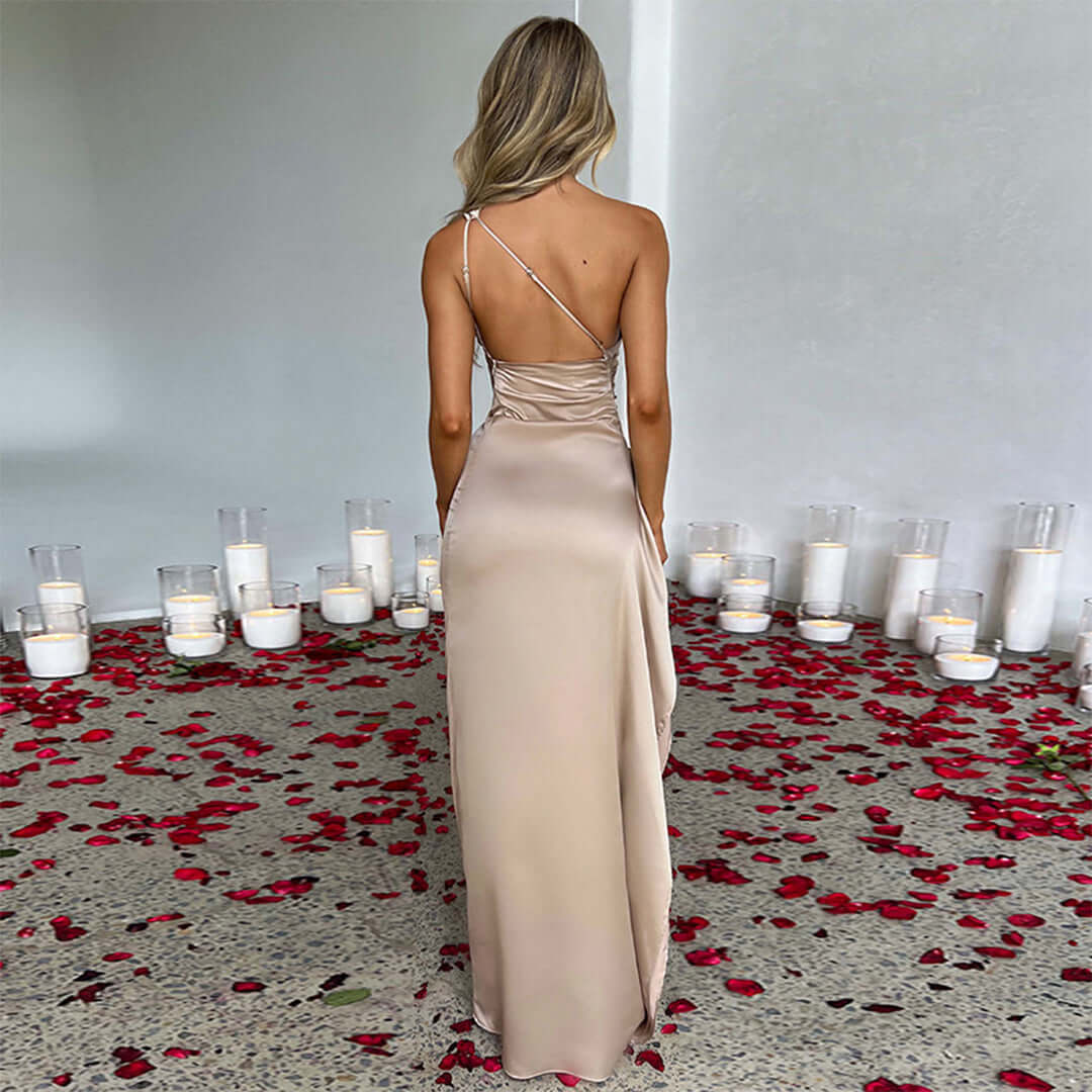Eryssia Elegant Satin Long-Sleeve Dress | Luxurious Shine | Perfect for Gala &amp; Festive Occasions