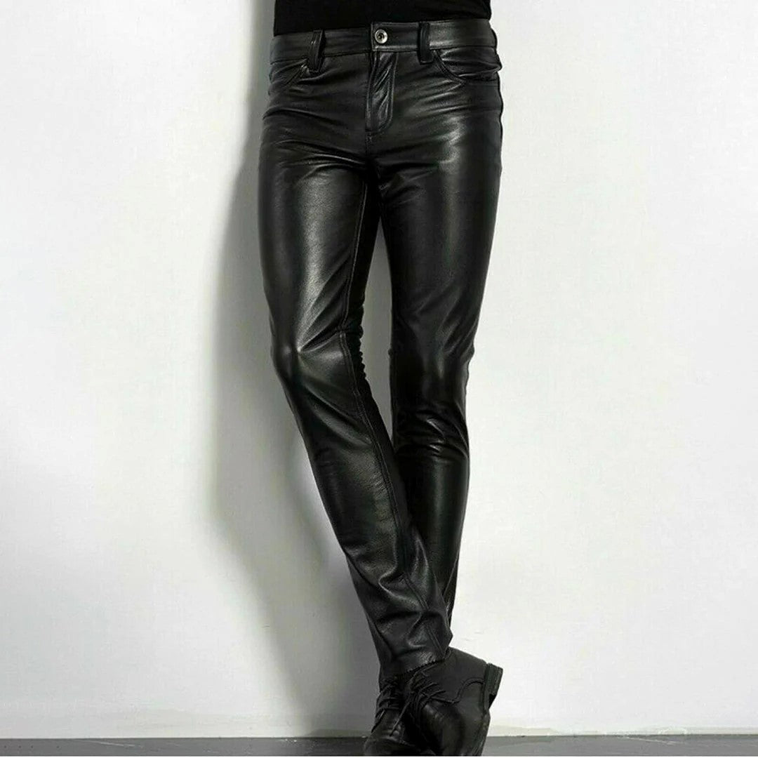 Ilarion Luxuriöse Herren Kunstlederhose | Schick | Schwarzes Design | Geschäftstauglich & Elegant