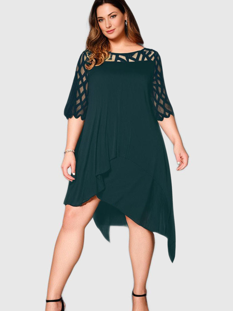 BellaVera - Robe mi-longue élégante grande taille pour femme | Moderne | Coupe moulante | Parfait pour toutes les occasions