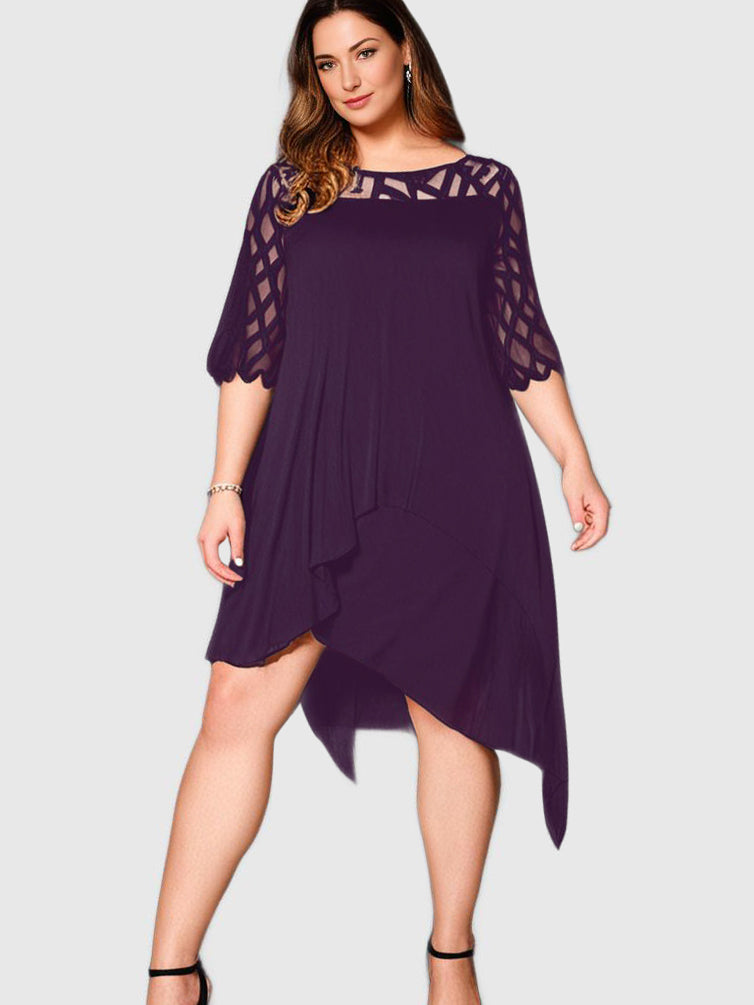 BellaVera - Robe mi-longue élégante grande taille pour femme | Moderne | Coupe moulante | Parfait pour toutes les occasions