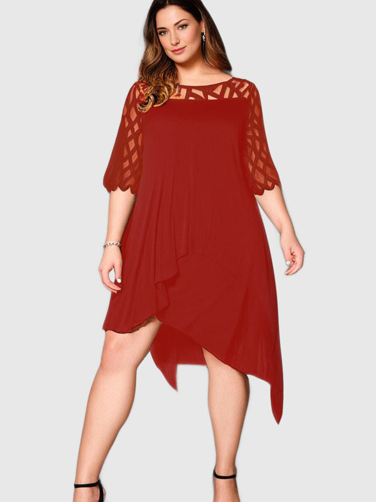 BellaVera - Robe mi-longue élégante grande taille pour femme | Moderne | Coupe moulante | Parfait pour toutes les occasions