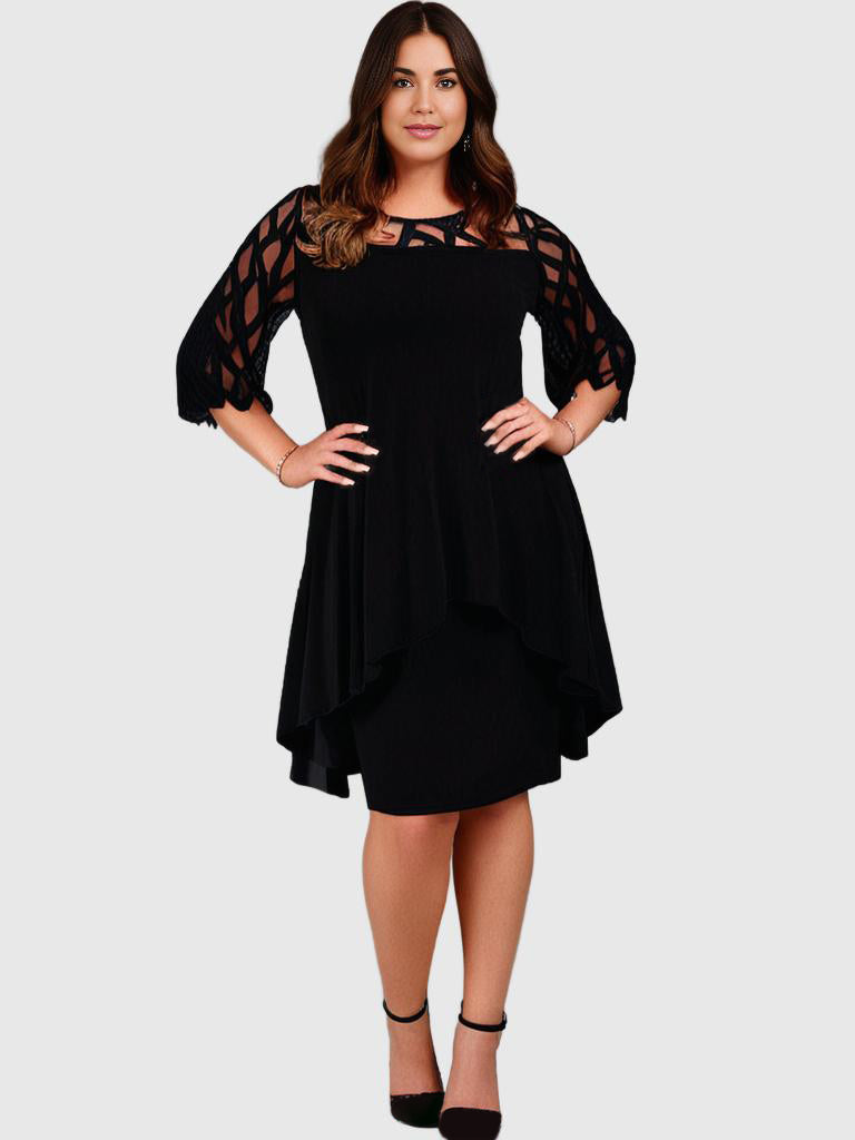 BellaVera - Robe mi-longue élégante grande taille pour femme | Moderne | Coupe moulante | Parfait pour toutes les occasions