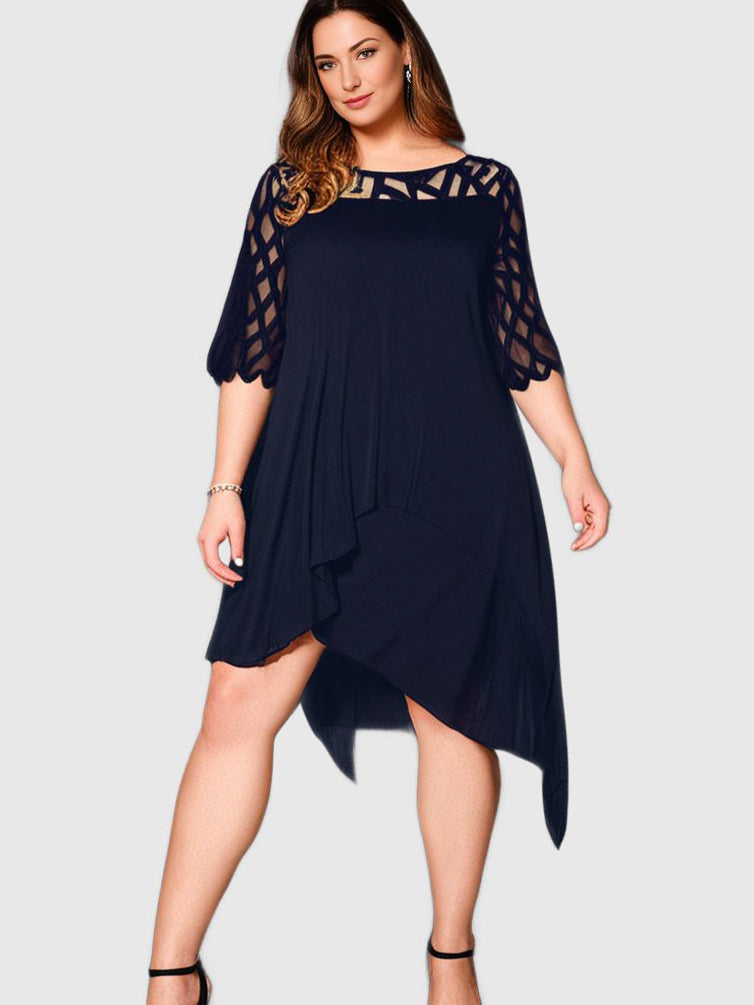 BellaVera - Robe mi-longue élégante grande taille pour femme | Moderne | Coupe moulante | Parfait pour toutes les occasions