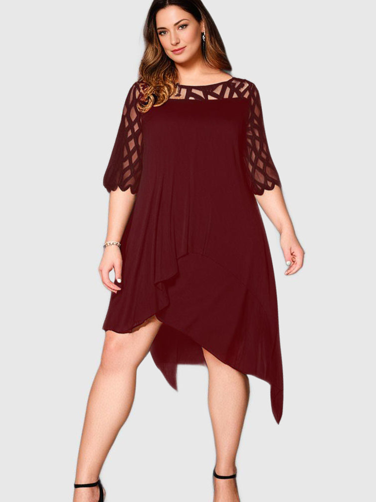 BellaVera - Robe mi-longue élégante grande taille pour femme | Moderne | Coupe moulante | Parfait pour toutes les occasions