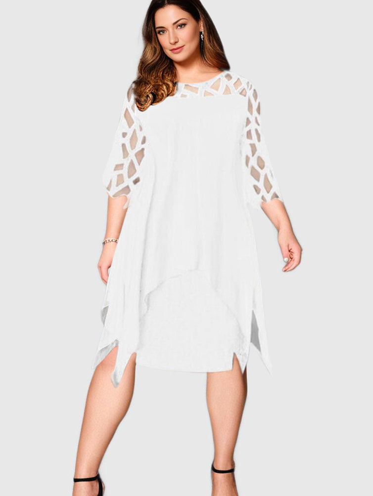 BellaVera - Robe mi-longue élégante grande taille pour femme | Moderne | Coupe moulante | Parfait pour toutes les occasions