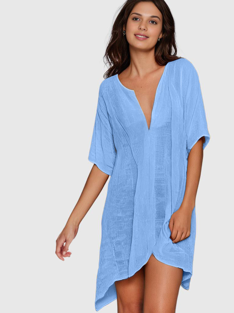 Ava Breeze Beach Cover-Up Kleid | Midi Länge | Leicht | Atmungsaktiv | Perfekt für Sommer