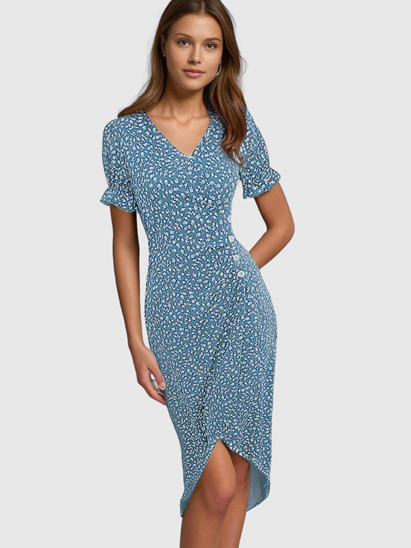FloraGrace – Robe d'été fleurie à manches courtes | Confortable | Design élégant | Léger et respirant