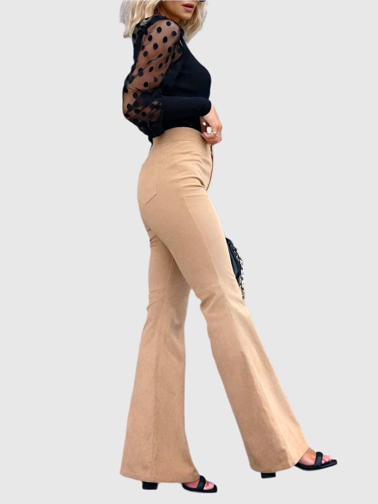 Pantalon évasé VelvetFlares pour femme | Tissu en velours côtelé confortable | Tendance et moulante | Parfait pour la vie quotidienne et les loisirs