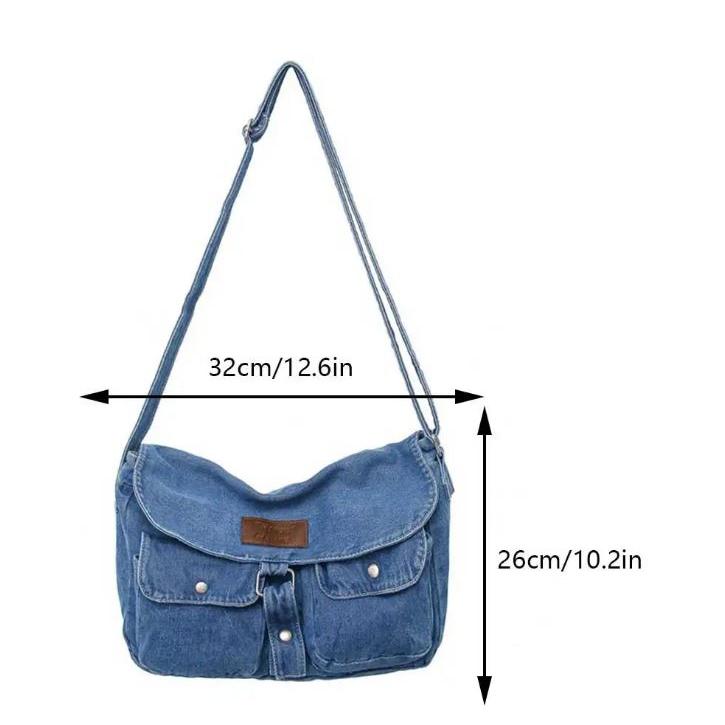 LuxeCross Denim Crossbody Bag | Spacious | Multifunctional | Trendy messenger bag with multiple pockets