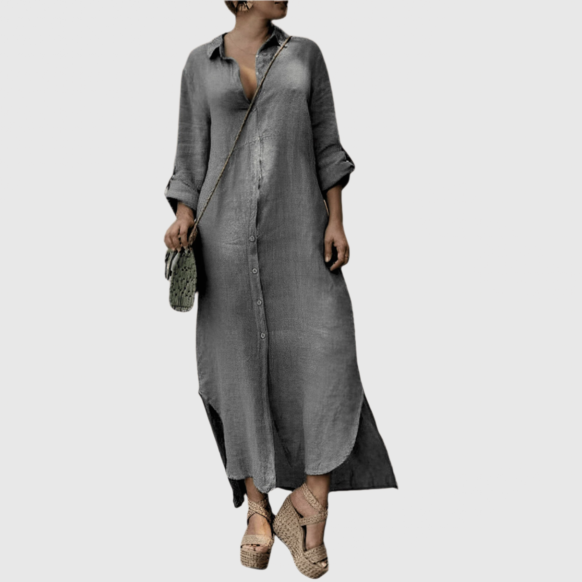Robe longue en lin Elara Elegance | Robe d'été | Tissu en lin | Élégant et décontracté | Parfait pour le printemps et l'été