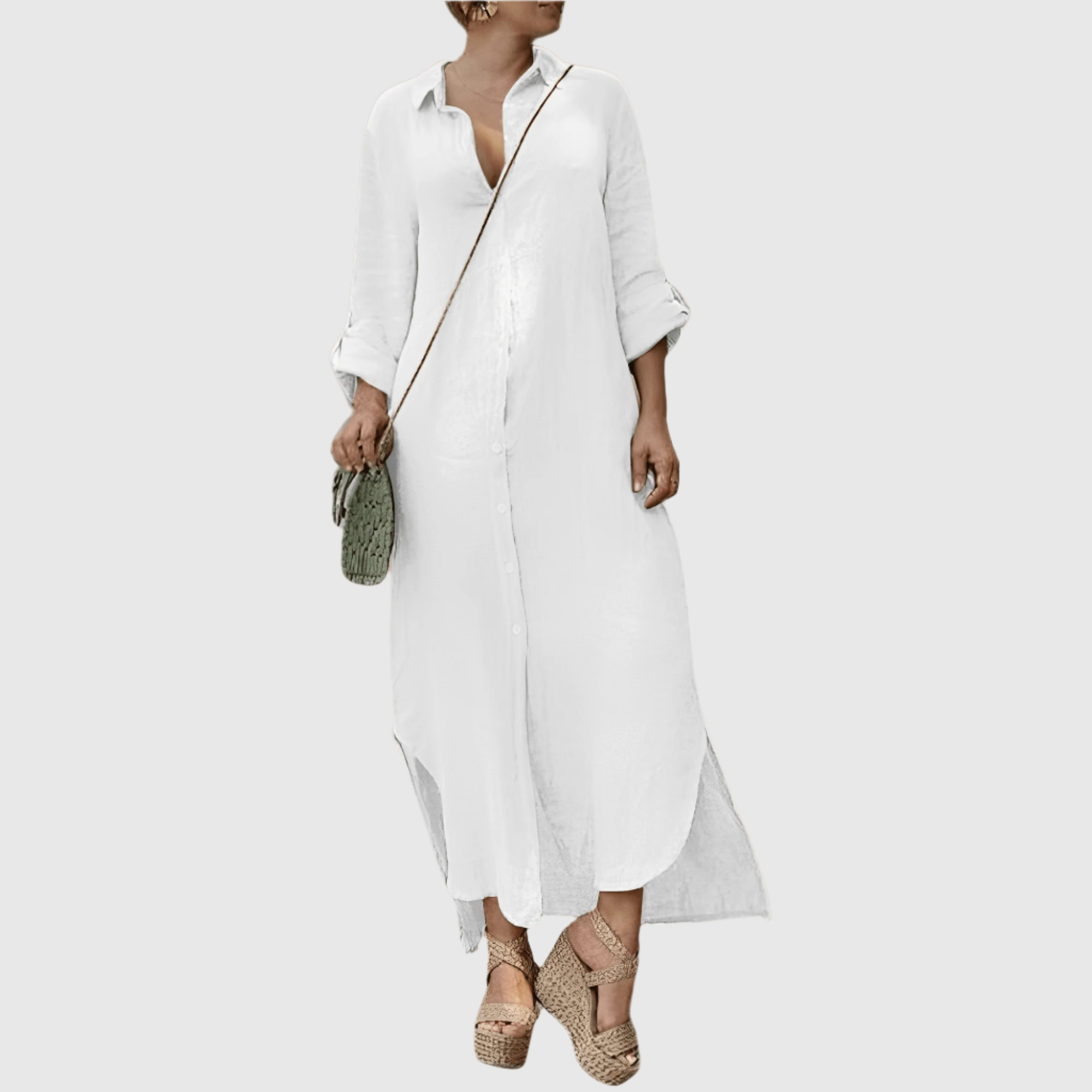 Robe longue en lin Elara Elegance | Robe d'été | Tissu en lin | Élégant et décontracté | Parfait pour le printemps et l'été