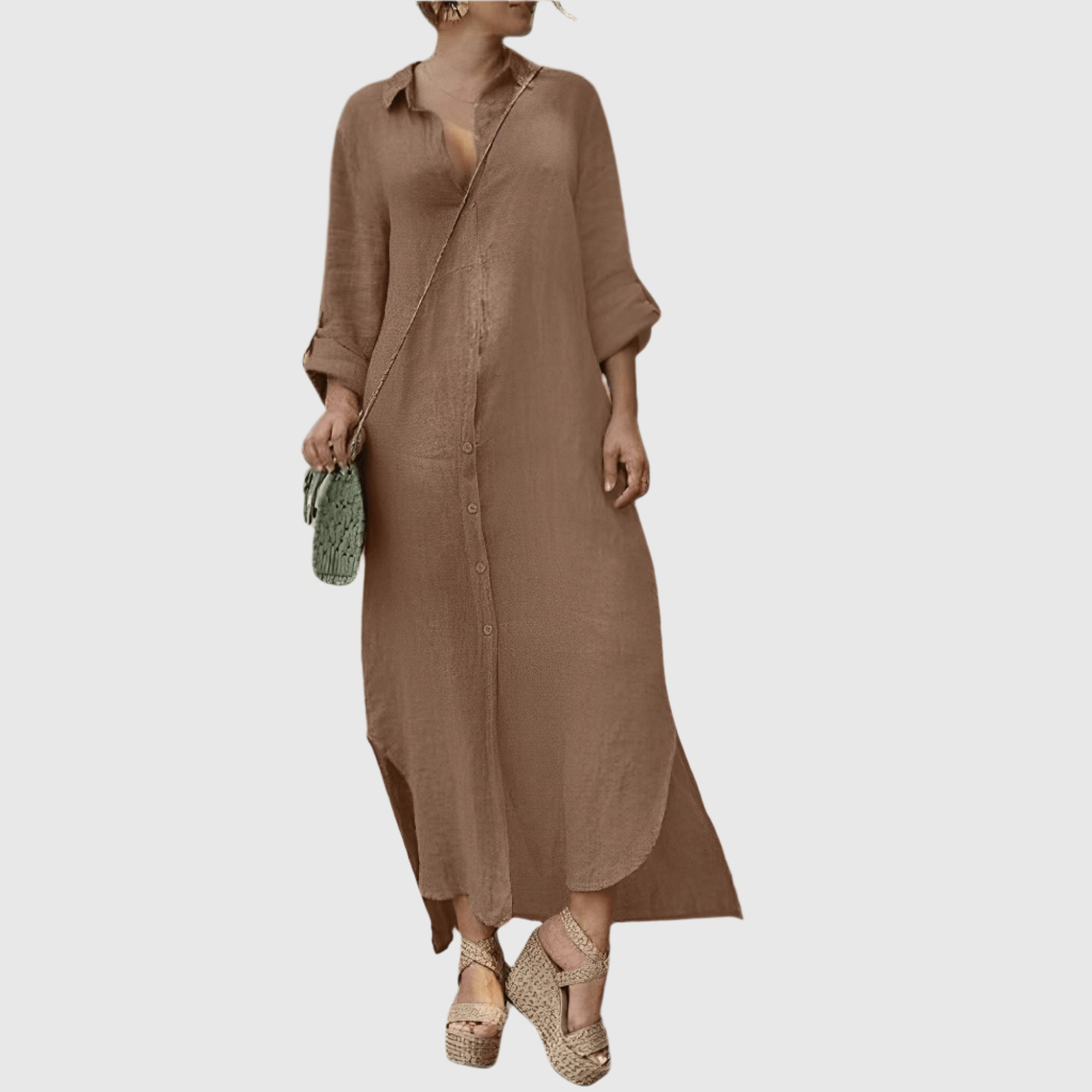 Robe longue en lin Elara Elegance | Robe d'été | Tissu en lin | Élégant et décontracté | Parfait pour le printemps et l'été